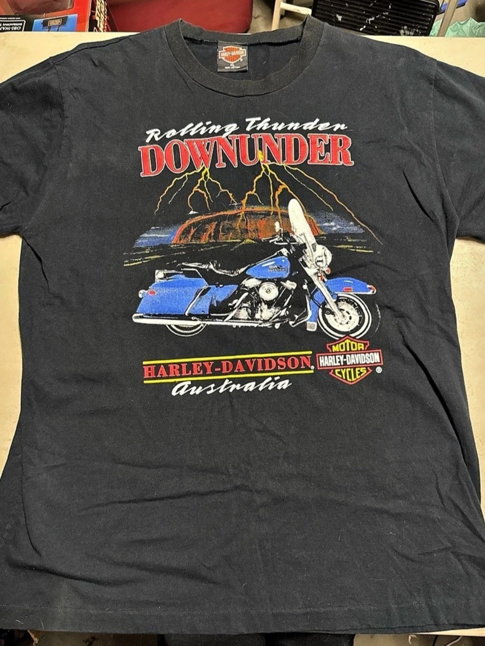 Harley-Davidson Rolling Thunder Downunder Australia T-Shirt Graphic Tee Black XL